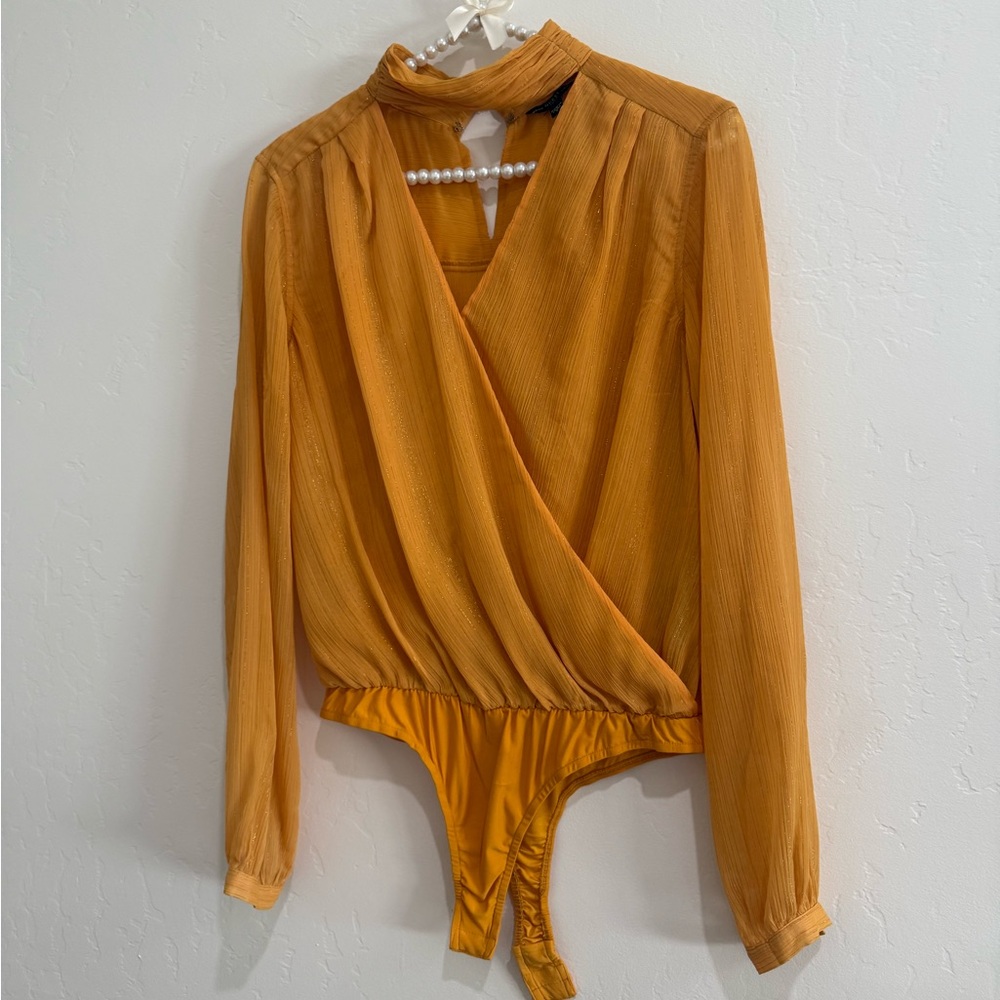 Guess Mustard Yellow Wrap Bodysuit